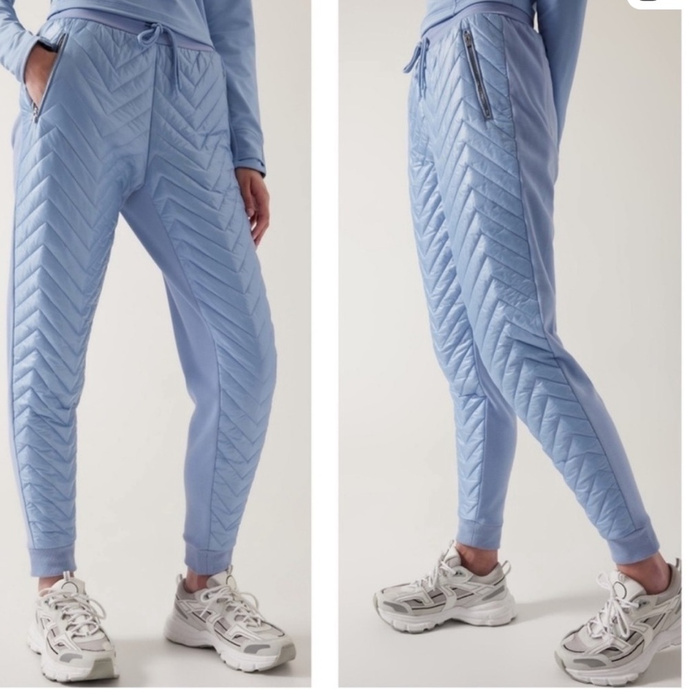 Athleta Light Blue Quilted Joggers